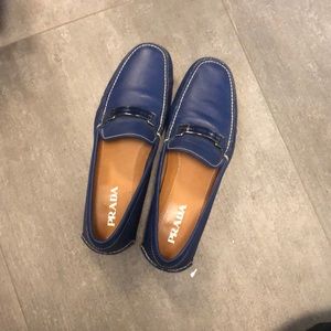 Prada Blue Leather Loafers